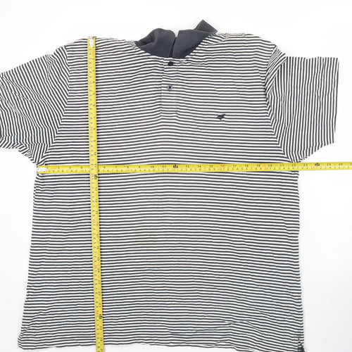 Stone Bay Men’s Black Striped Polo Shirt Large Cotton Casual
