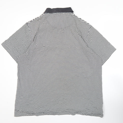 Stone Bay Men’s Black Striped Polo Shirt Large Cotton Casual