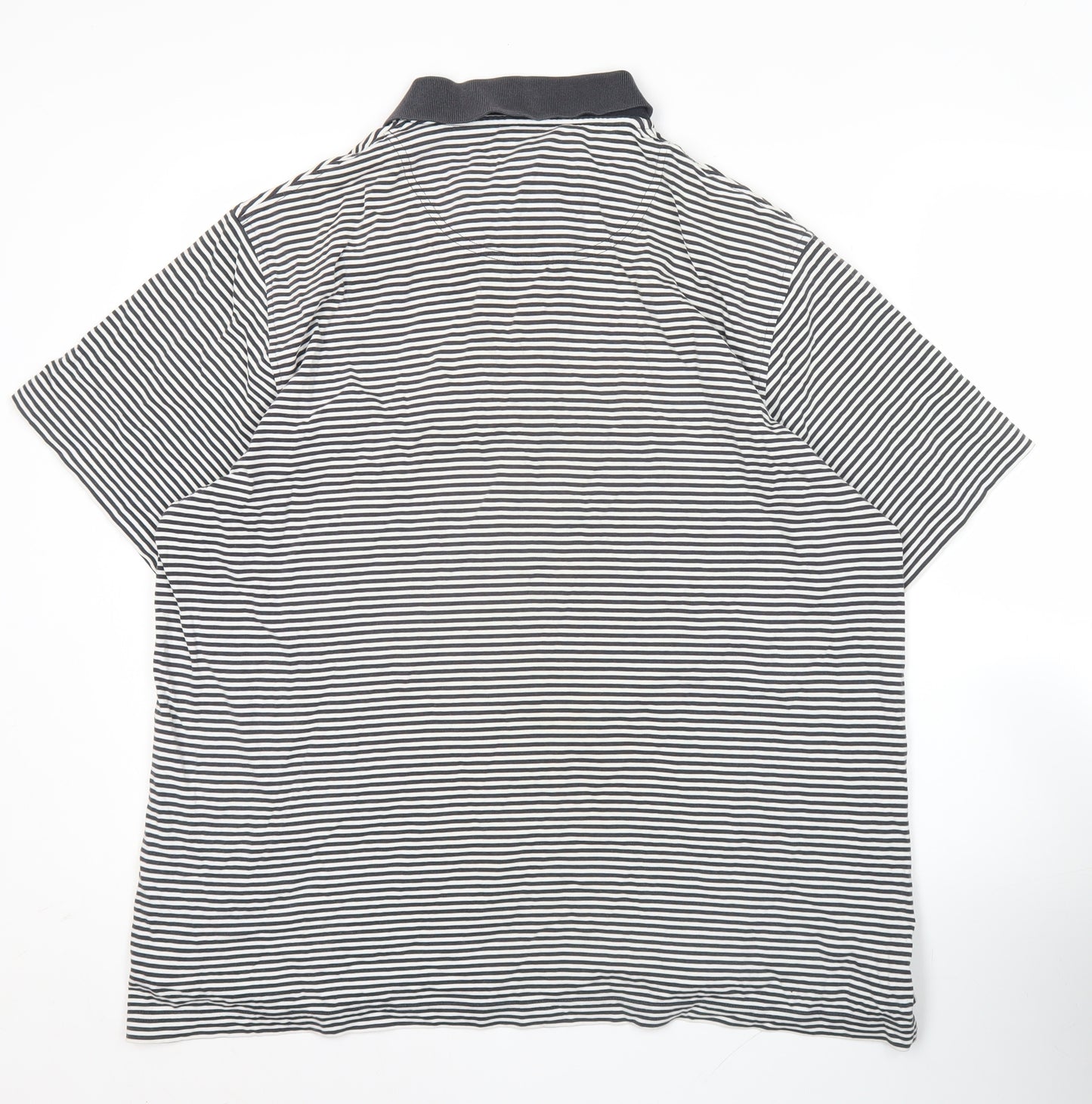 Stone Bay Men’s Black Striped Polo Shirt Large Cotton Casual