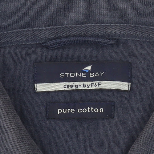 Stone Bay Men’s Black Striped Polo Shirt Large Cotton Casual