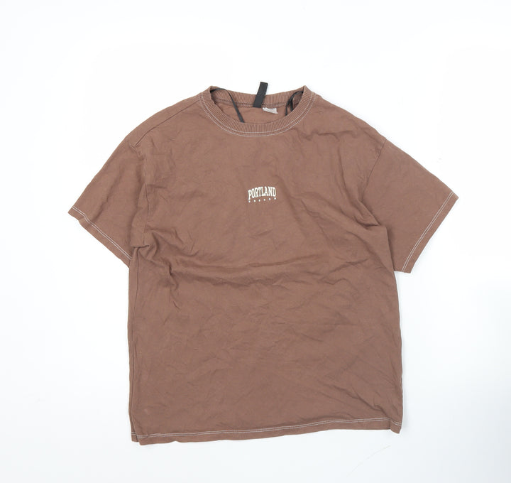 H&M Divided Women’s Brown 2XS Portland Print Basic T-Shirt