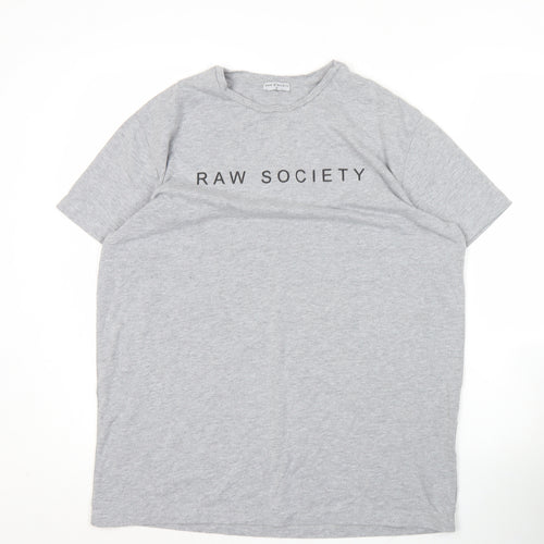Raw Society Mens Grey XL Logo Crew Neck Short Sleeve T-Shirt