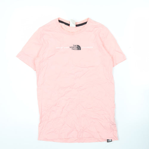 The North Face Girls Pink Logo T-Shirt L Short Sleeve Crew Neck Cotton