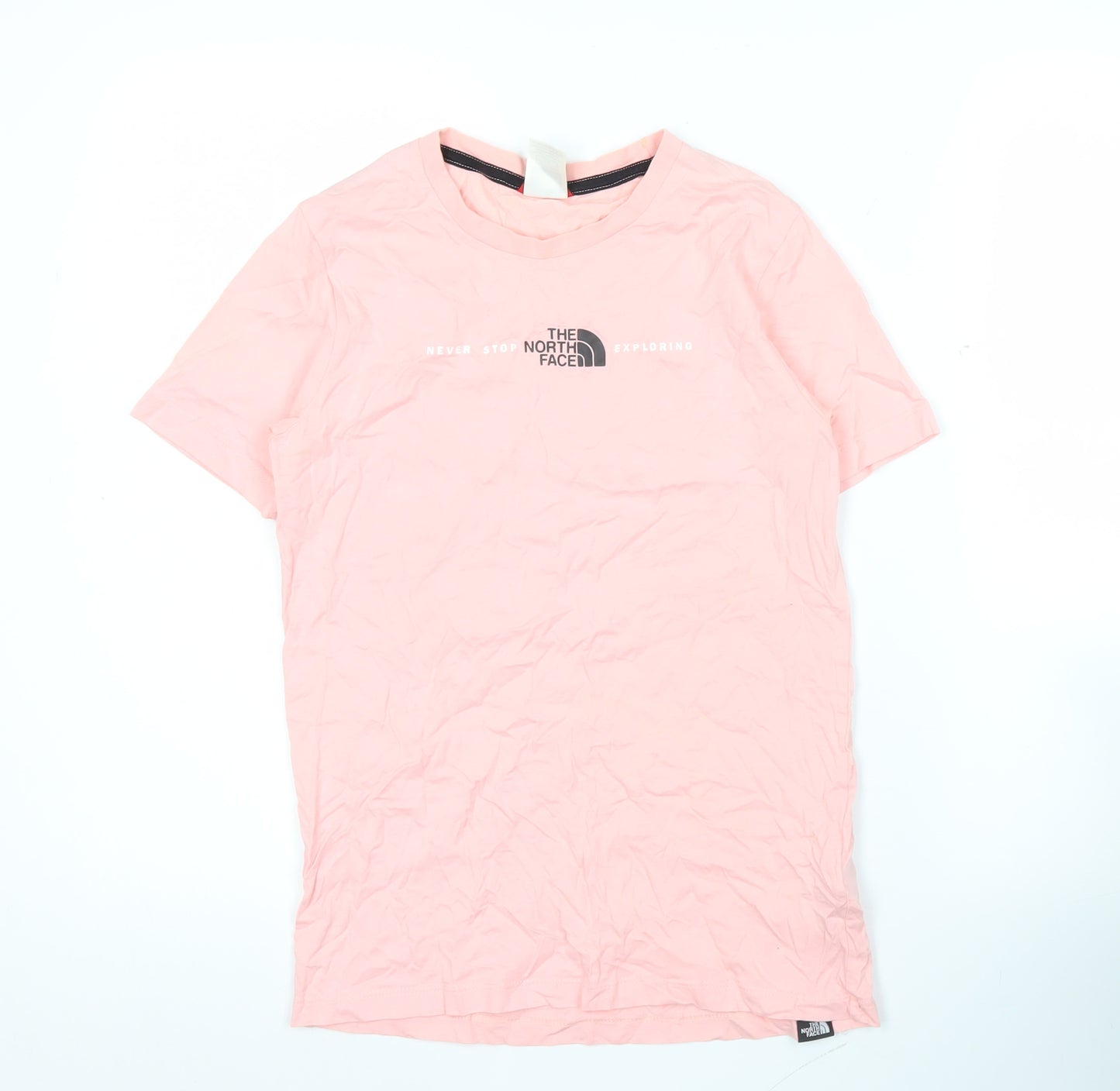 The North Face Girls Pink Logo T-Shirt L Short Sleeve Crew Neck Cotton