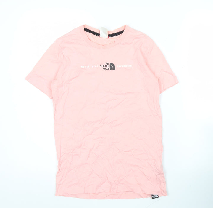 The North Face Girls Pink Logo T-Shirt L Short Sleeve Crew Neck Cotton
