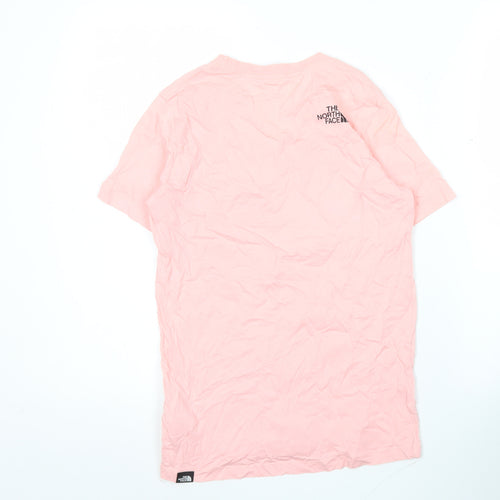 The North Face Girls Pink Logo T-Shirt L Short Sleeve Crew Neck Cotton