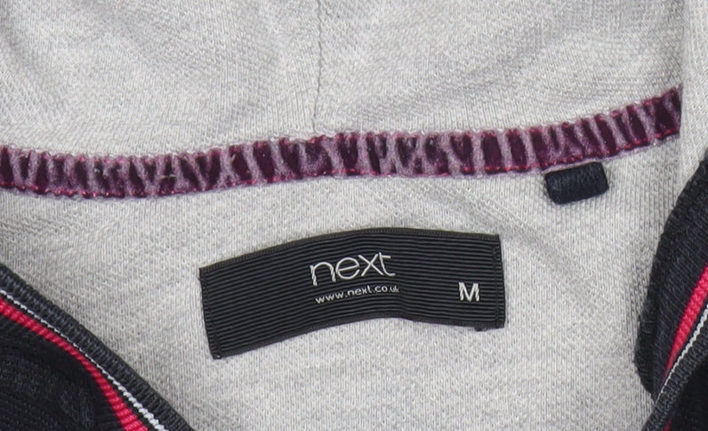 Next Women’s Black Polo Hoodie Top Size M Short Sleeve Cotton