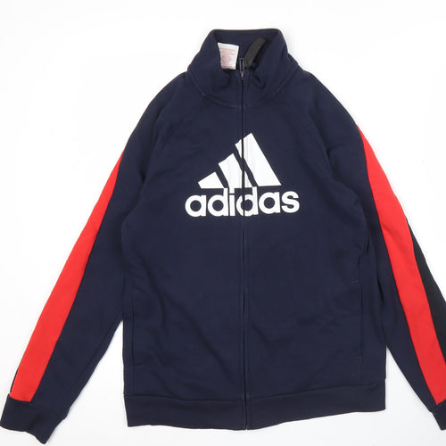 Adidas Boys Blue Track Jacket 12 Years Full Zip Logo Sports Activewear
