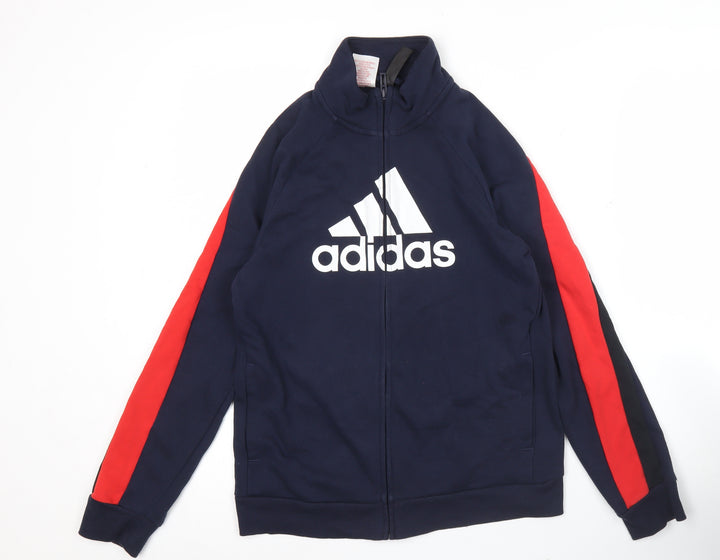 Adidas Boys Blue Track Jacket 12 Years Full Zip Logo Sports Activewear