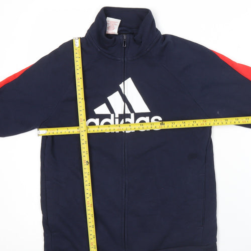 Adidas Boys Blue Track Jacket 12 Years Full Zip Logo Sports Activewear