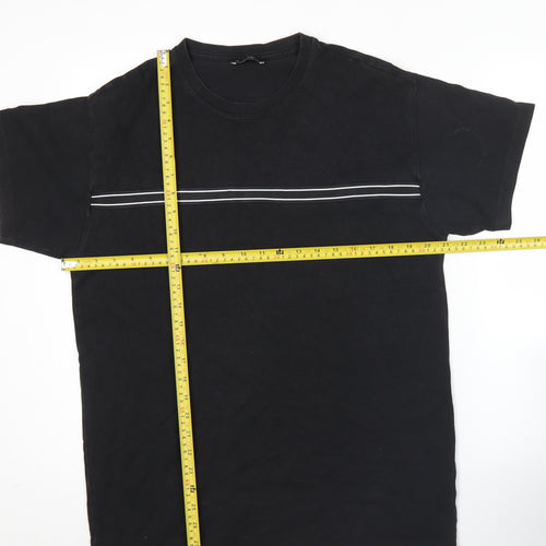 New Look Men Black M Crew Neck Cotton Striped T-Shirt
