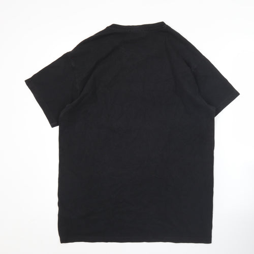 New Look Men Black M Crew Neck Cotton Striped T-Shirt