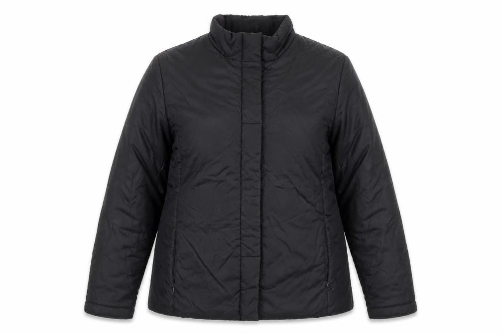 Front view of TRADER women’s black, size UK 12, puffer jacket winter coat