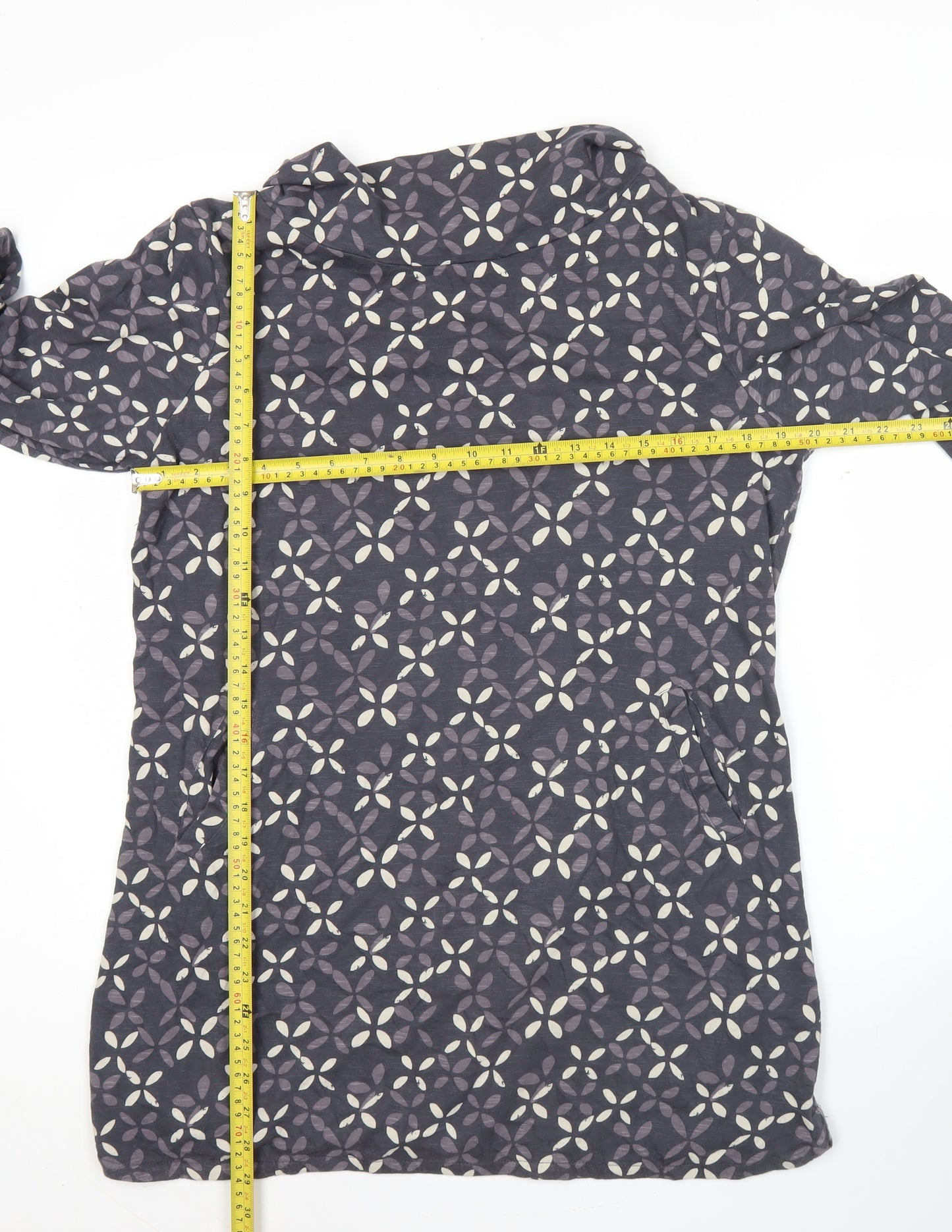 White Stuff Women’s Grey Geometric Cotton Shift Dress Size 14