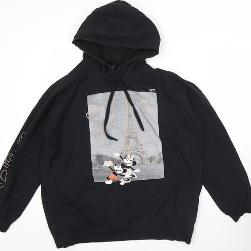 Sinsay Disney Womens Black Hoodie M Mickey Mouse Paris Graphic Pullover