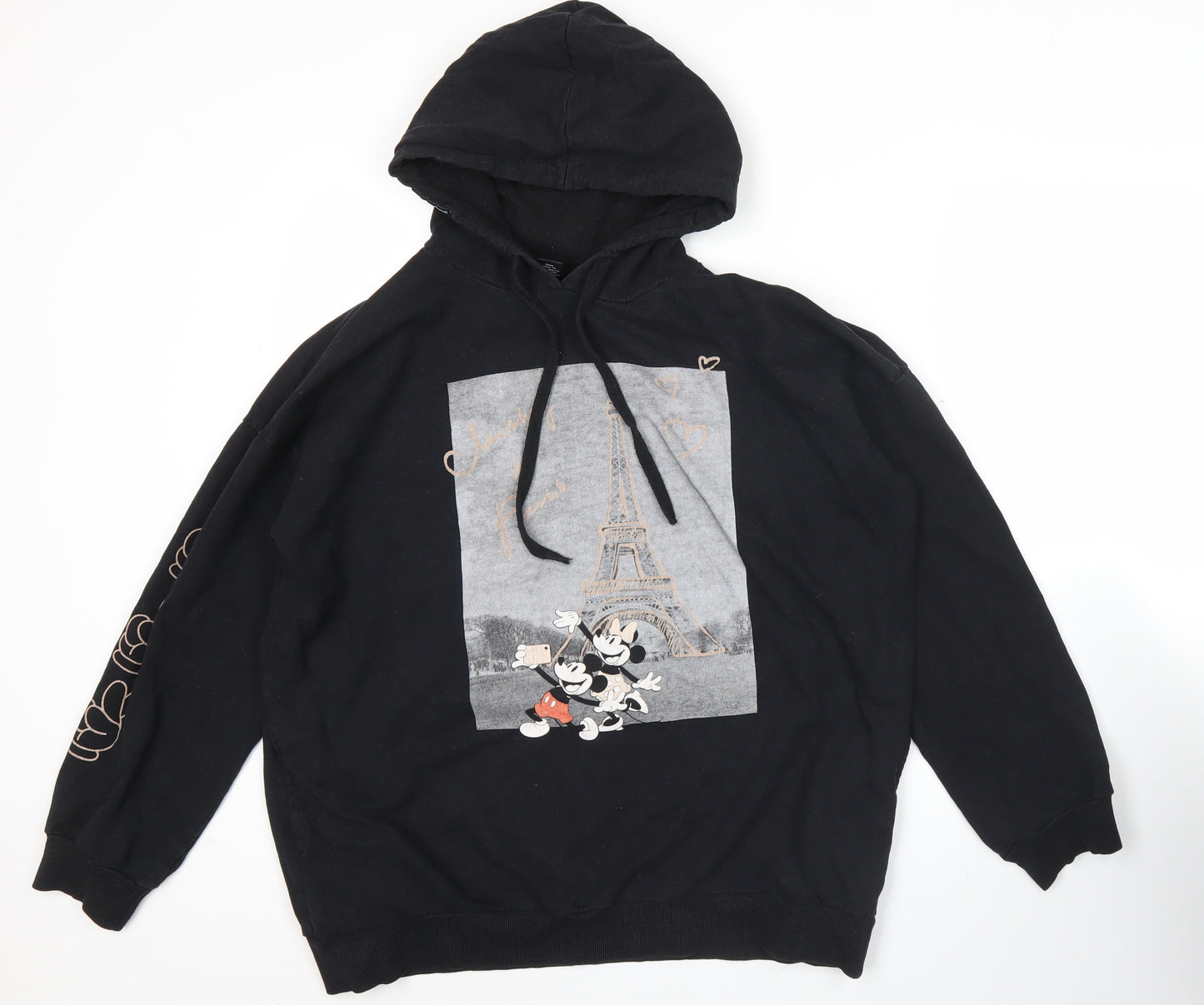 Sinsay Disney Womens Black Hoodie M Mickey Mouse Paris Graphic Pullover