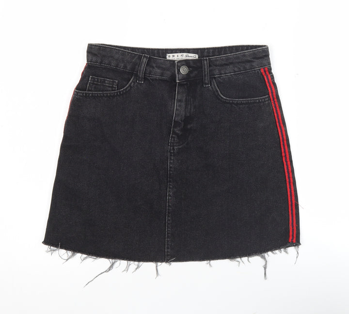 Denim Co Womens Black A-Line Denim Mini Skirt Size 10