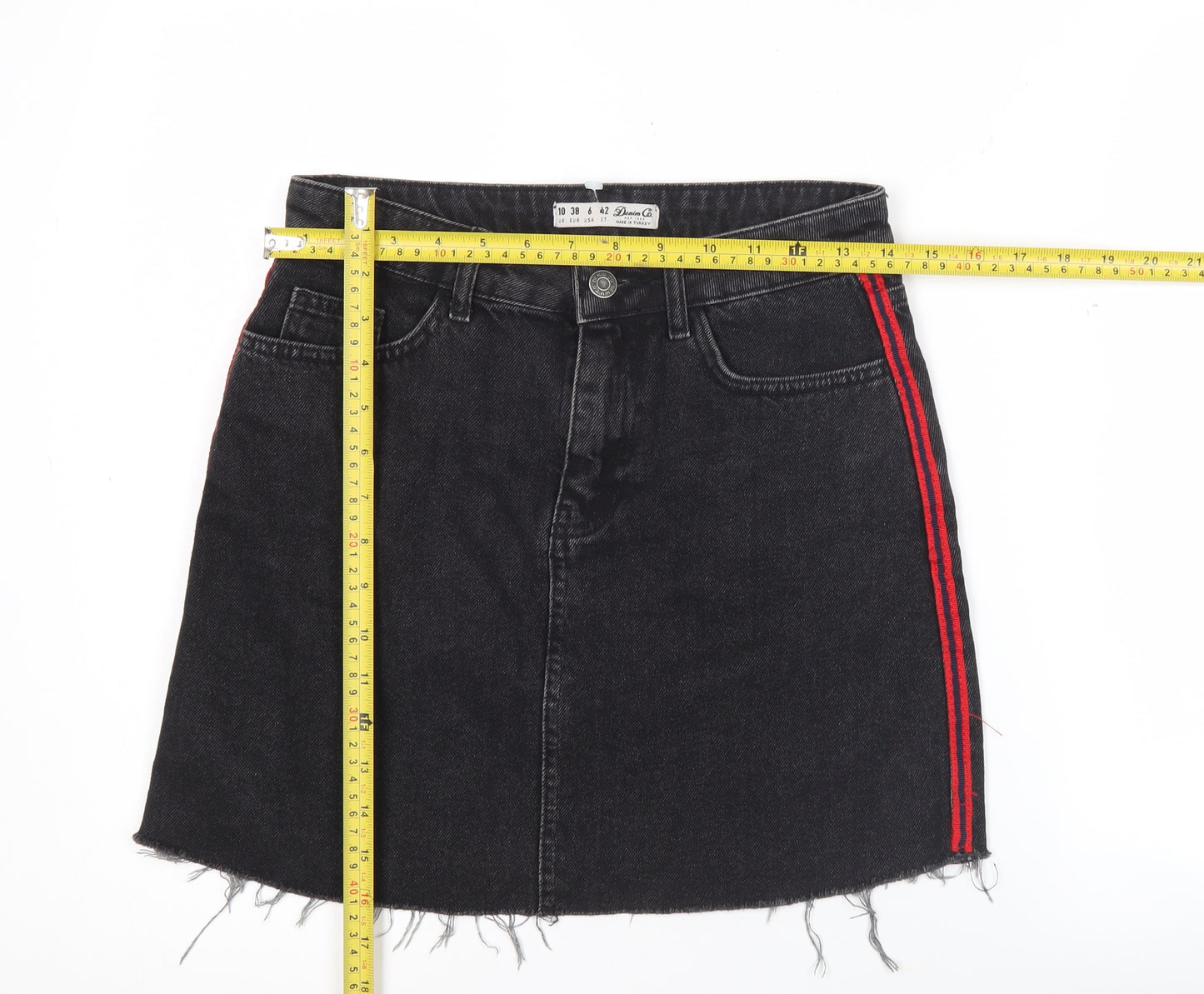 Denim Co Womens Black A-Line Denim Mini Skirt Size 10