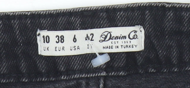 Denim Co Womens Black A-Line Denim Mini Skirt Size 10
