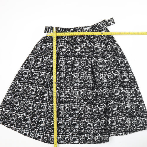 H&M Women’s Black A-Line Skirt Size 10 Geometric Knee Length