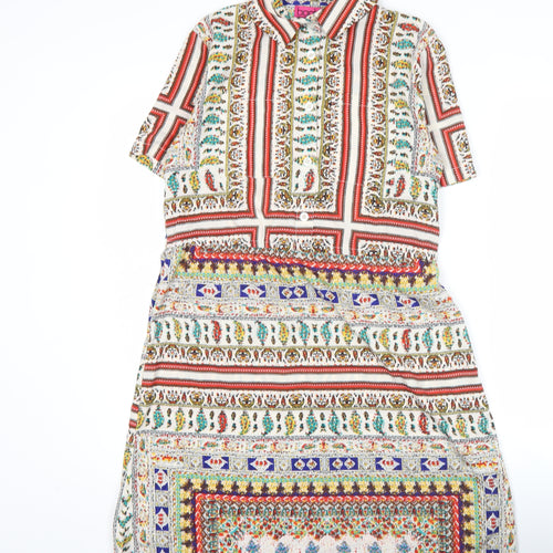 Boohoo Women’s Multicoloured Shirt Dress Size 8 Collared Short Sleeve
