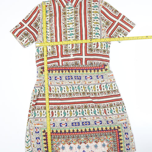 Boohoo Women’s Multicoloured Shirt Dress Size 8 Collared Short Sleeve