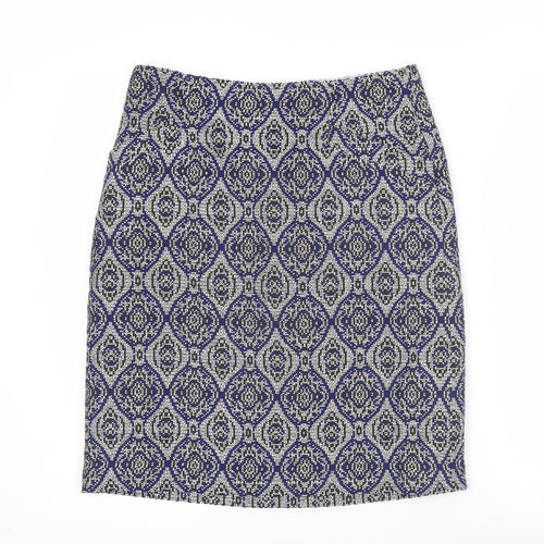 White Stuff Women’s Blue Geometric Pencil Skirt Size 8