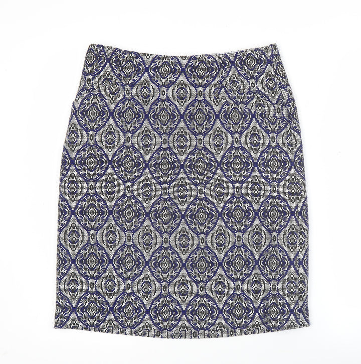 White Stuff Women’s Blue Geometric Pencil Skirt Size 8