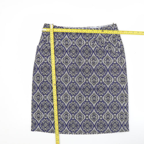 White Stuff Women’s Blue Geometric Pencil Skirt Size 8