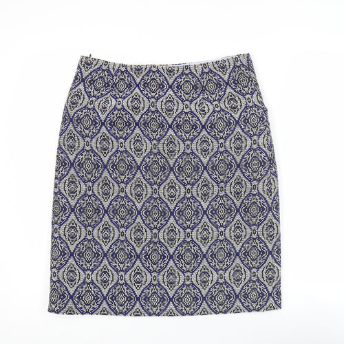 White Stuff Women’s Blue Geometric Pencil Skirt Size 8