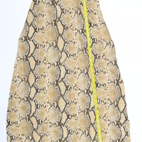 H&M Women’s Beige Snake Print Midi A-Line Skirt Size 12