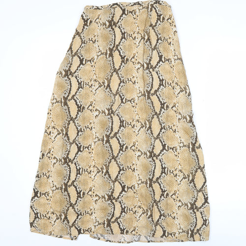 H&M Women’s Beige Snake Print Midi A-Line Skirt Size 12