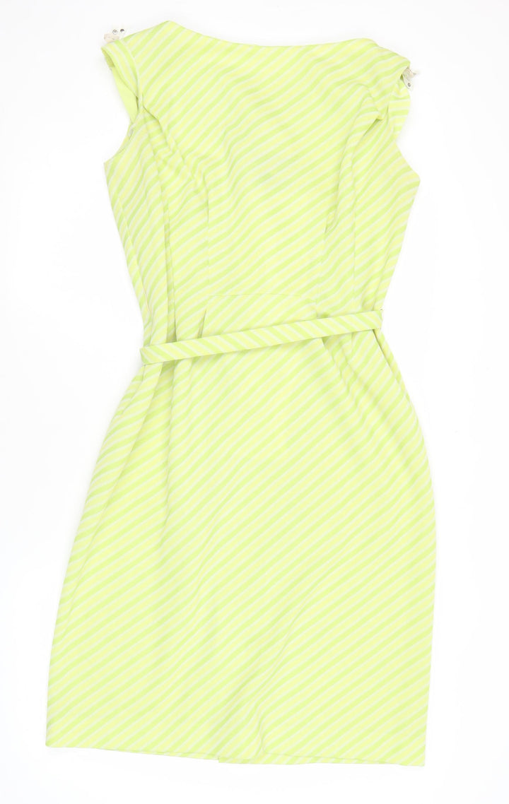 Raddlebarn of London Women’s Green Striped Knee Length Strapless Shift Dress UK 16
