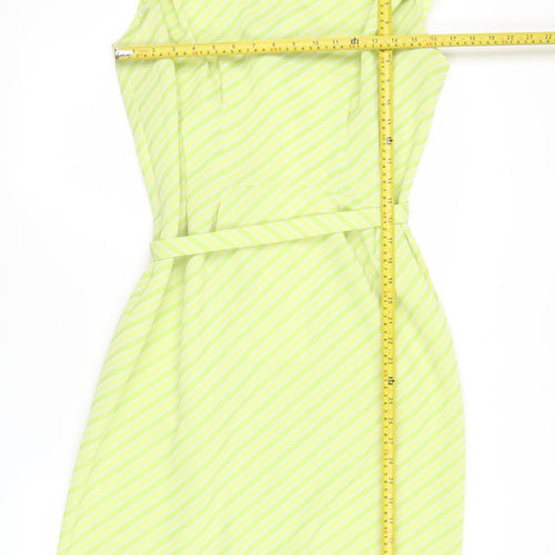 Raddlebarn of London Women’s Green Striped Knee Length Strapless Shift Dress UK 16