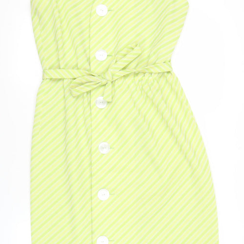Raddlebarn of London Women’s Green Striped Knee Length Strapless Shift Dress UK 16