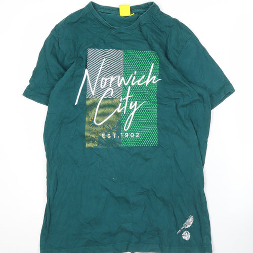 Norwich City FC Men’s Green Graphic Print T-Shirt Medium