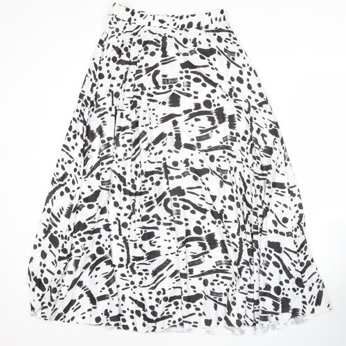 ASOS Women’s Black White Animal Print Pleated Midi Skirt Size 10