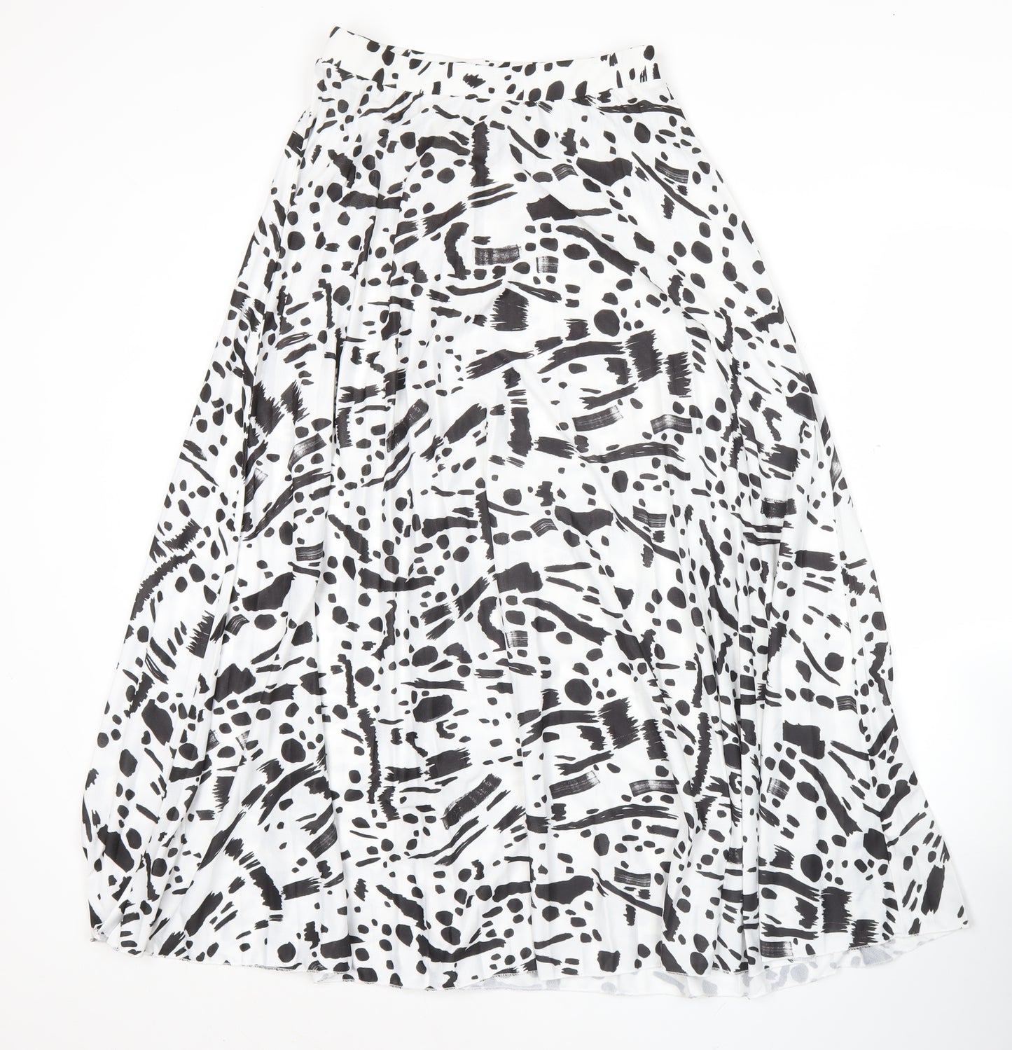 ASOS Women’s Black White Animal Print Pleated Midi Skirt Size 10