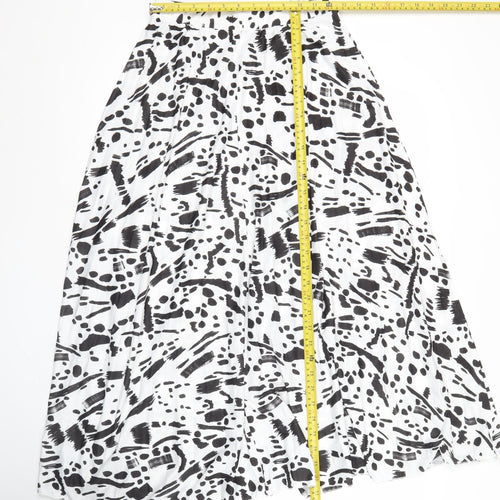 ASOS Women’s Black White Animal Print Pleated Midi Skirt Size 10