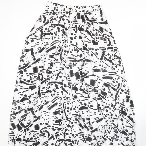 ASOS Women’s Black White Animal Print Pleated Midi Skirt Size 10