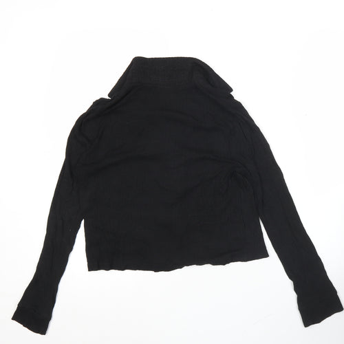 Firetrap Womens Black Size 8 Cropped Button-Up Long Sleeve Shirt