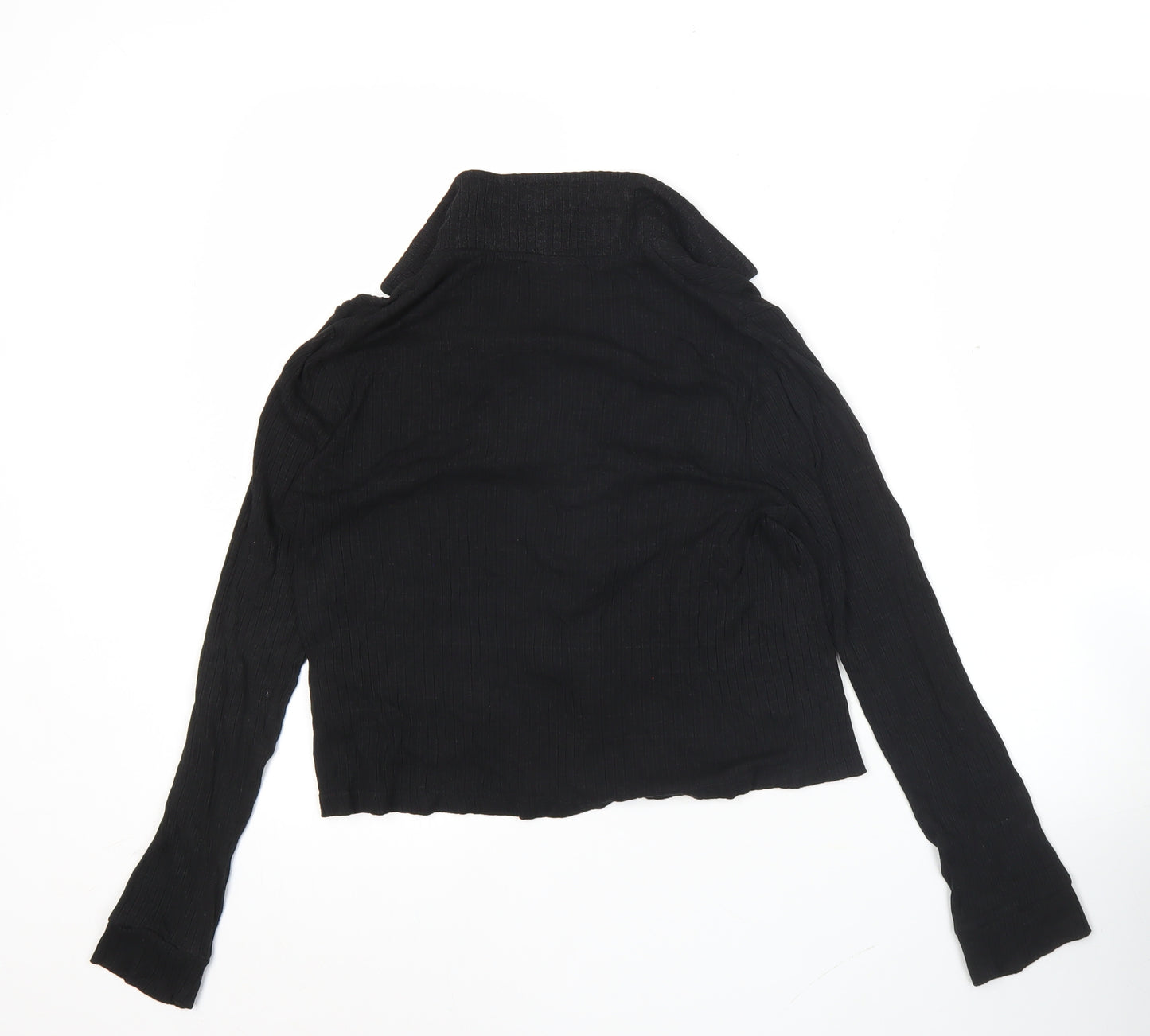Firetrap Womens Black Size 8 Cropped Button-Up Long Sleeve Shirt