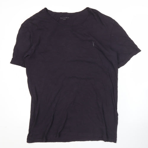 AllSaints Men's Black Cotton Slim Fit T-Shirt Size M Crew Neck