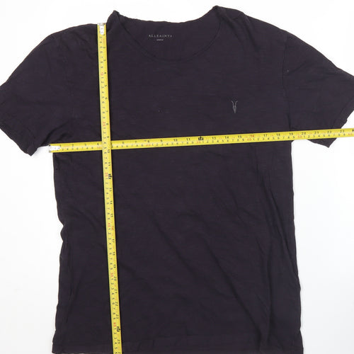 AllSaints Men's Black Cotton Slim Fit T-Shirt Size M Crew Neck