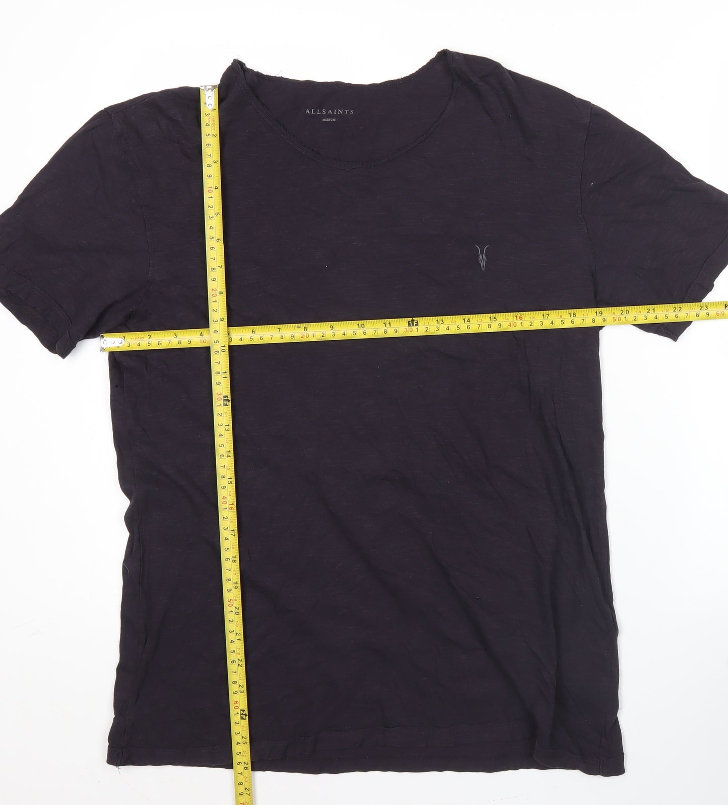 AllSaints Men's Black Cotton Slim Fit T-Shirt Size M Crew Neck