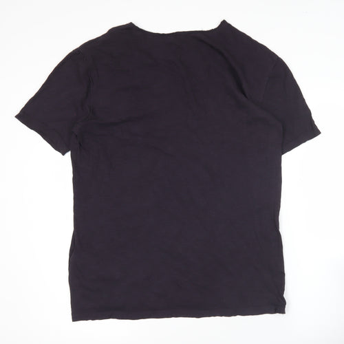 AllSaints Men's Black Cotton Slim Fit T-Shirt Size M Crew Neck