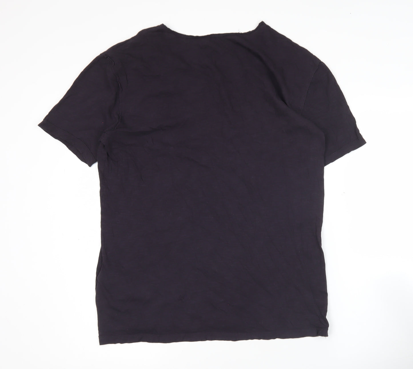 AllSaints Men's Black Cotton Slim Fit T-Shirt Size M Crew Neck