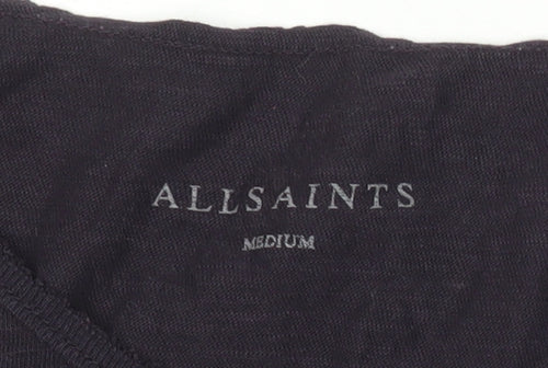 AllSaints Men's Black Cotton Slim Fit T-Shirt Size M Crew Neck