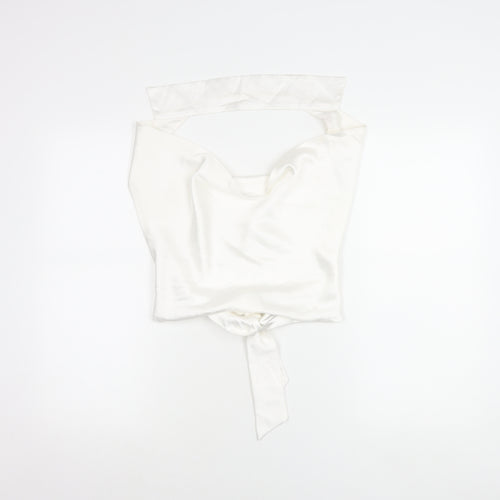 PrettyLittleThing Women’s White Satin Cowl Neck Camisole Blouse UK 12
