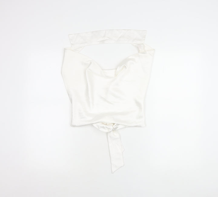 PrettyLittleThing Women’s White Satin Cowl Neck Camisole Blouse UK 12